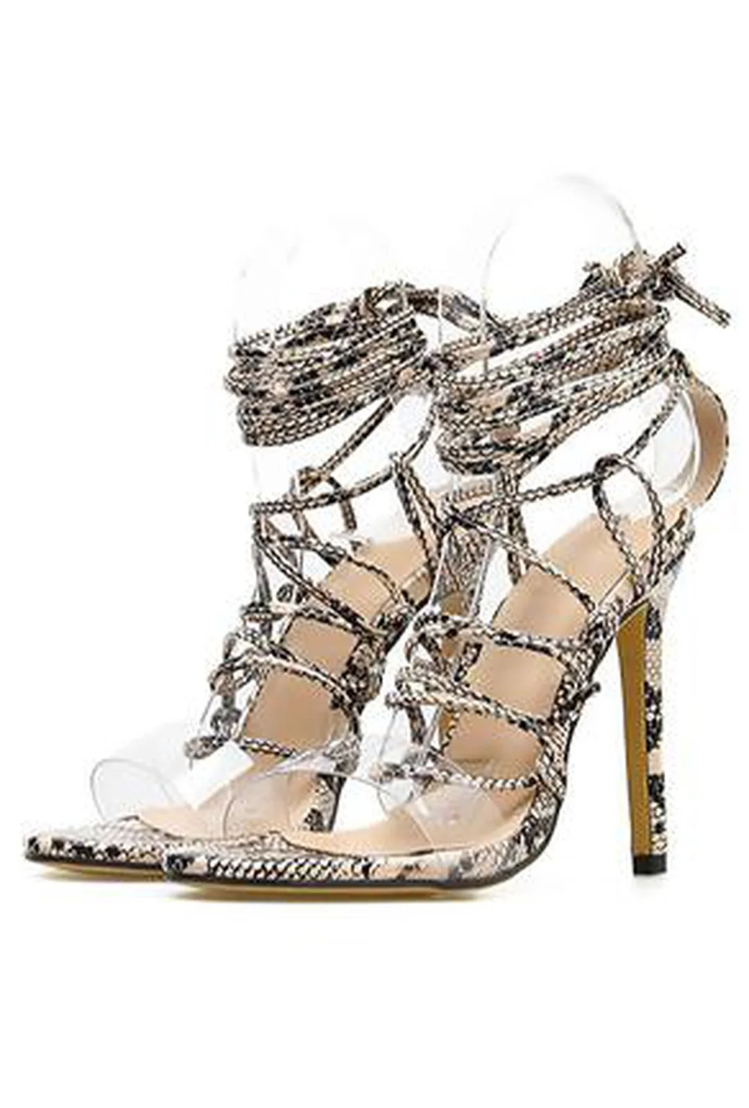 TYZAE - PYTHON LACE UP SANDALS - Image 2
