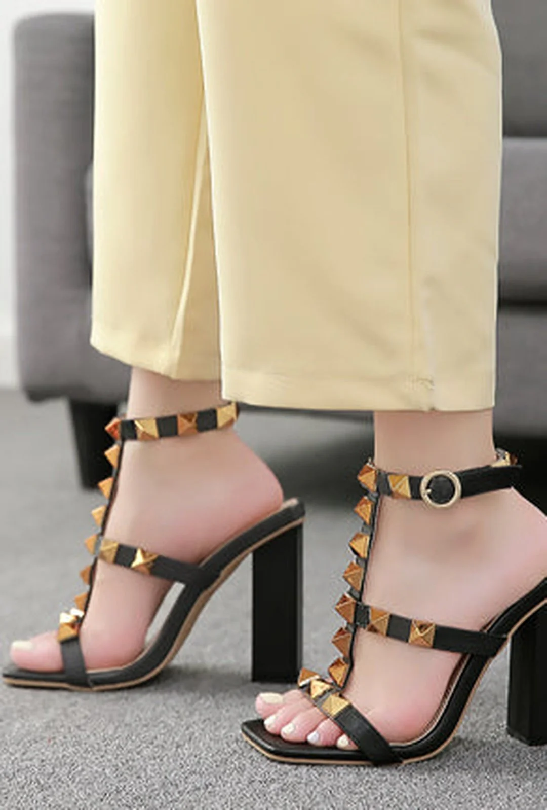 VANNI- STUDROCK BLOCK HEEL SANDALS - Image 7