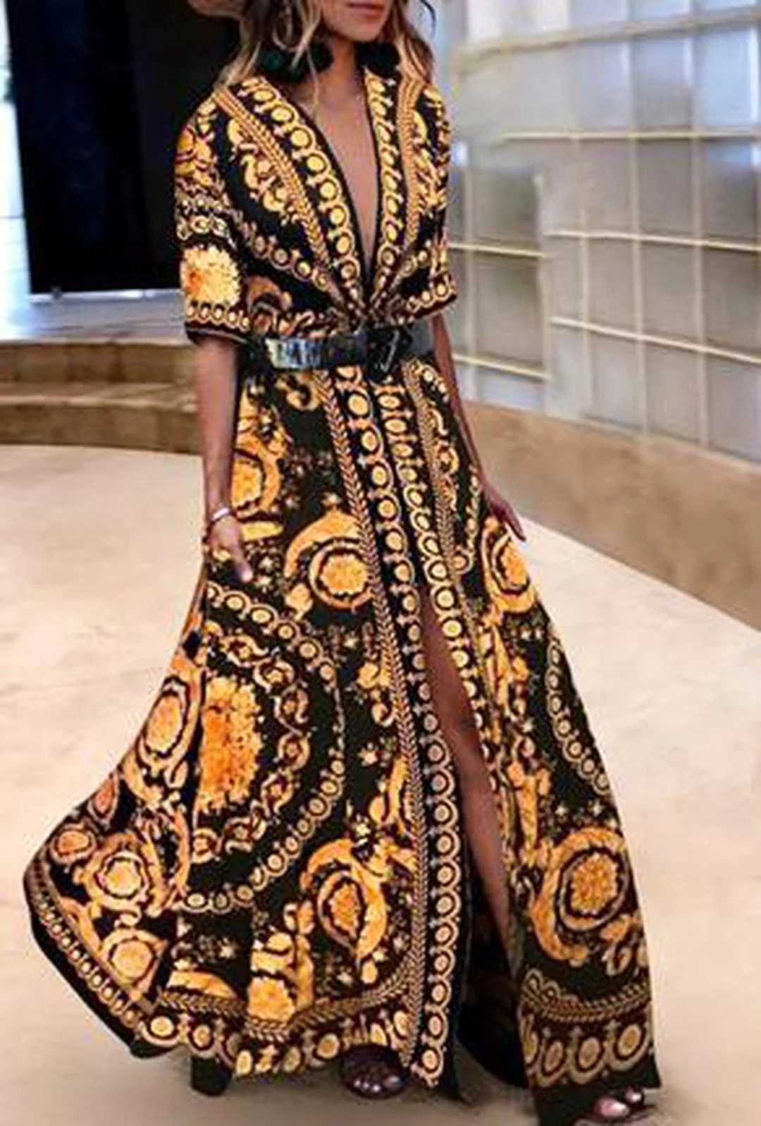 VERSSA - PRINTED ROBE DRESS - Image 2
