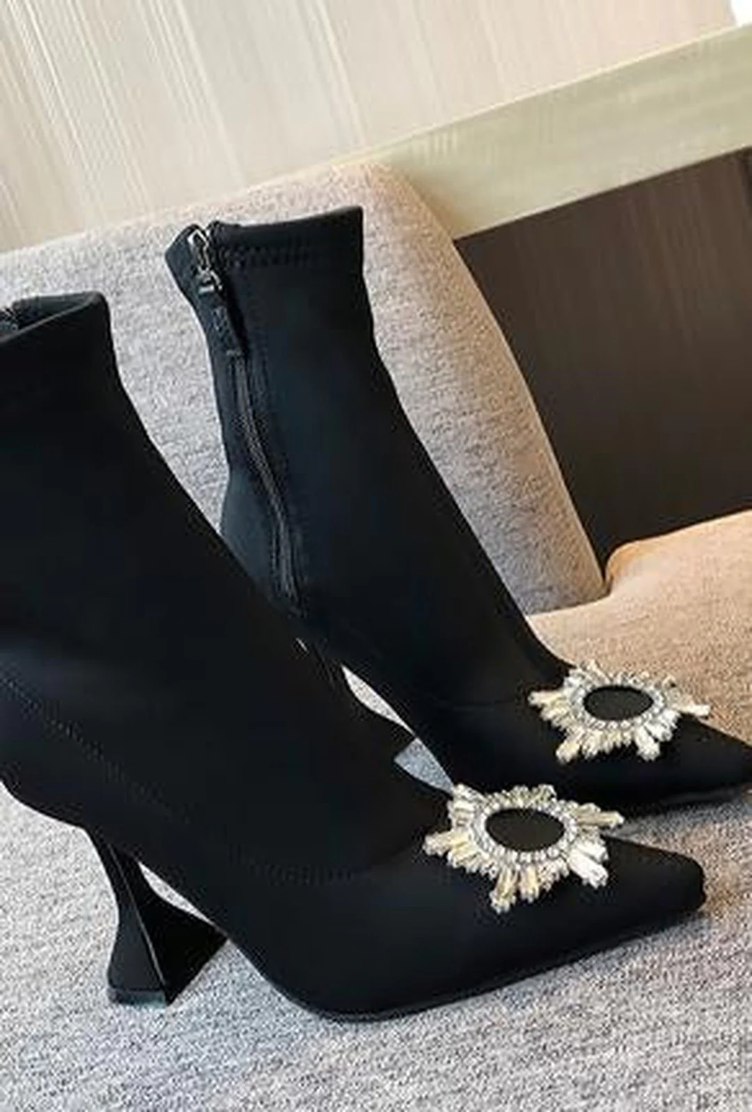 VIOLETA - RHINESTONE SOCK HEELS - Image 2