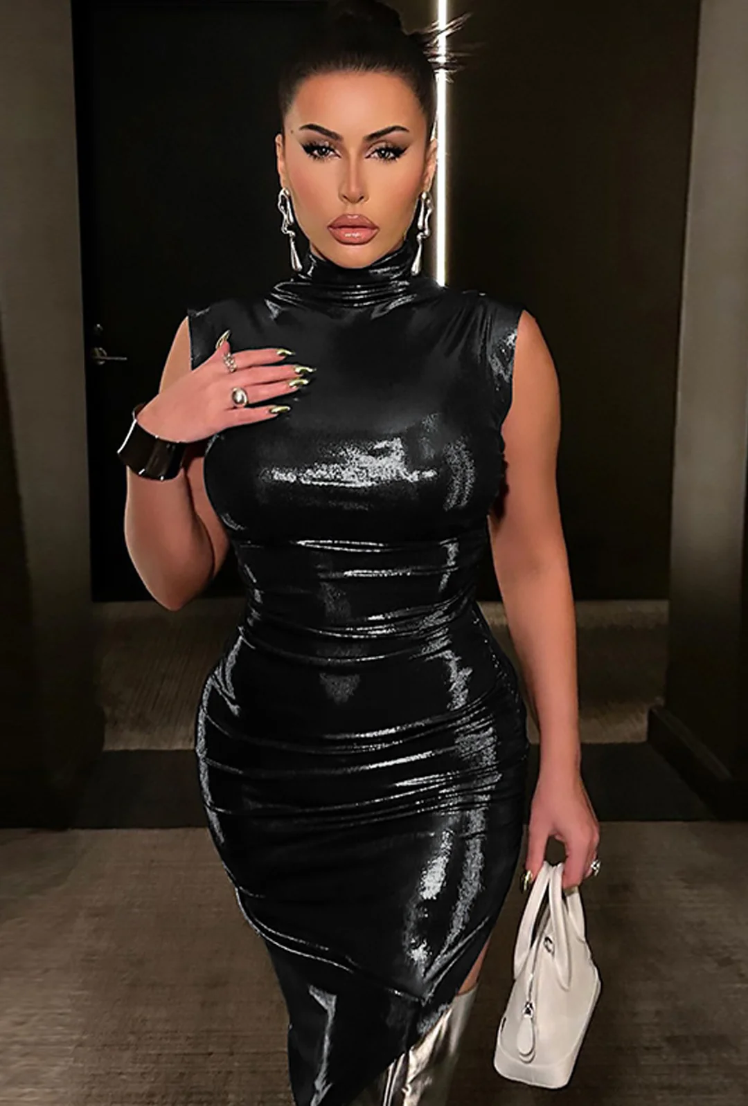 ZARIA - ASYM KNIT METALLIC DRESS - Image 2